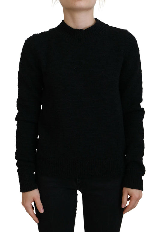 Dolce &amp; Gabbana Schwarzer Wollstrickpullover mit Rundhalsausschnitt