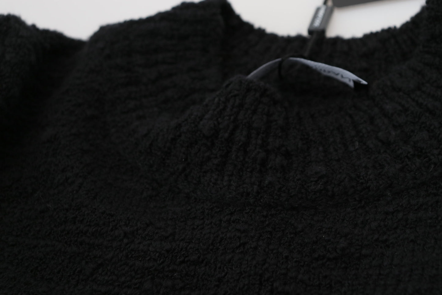 Dolce &amp; Gabbana Schwarzer Wollstrickpullover mit Rundhalsausschnitt