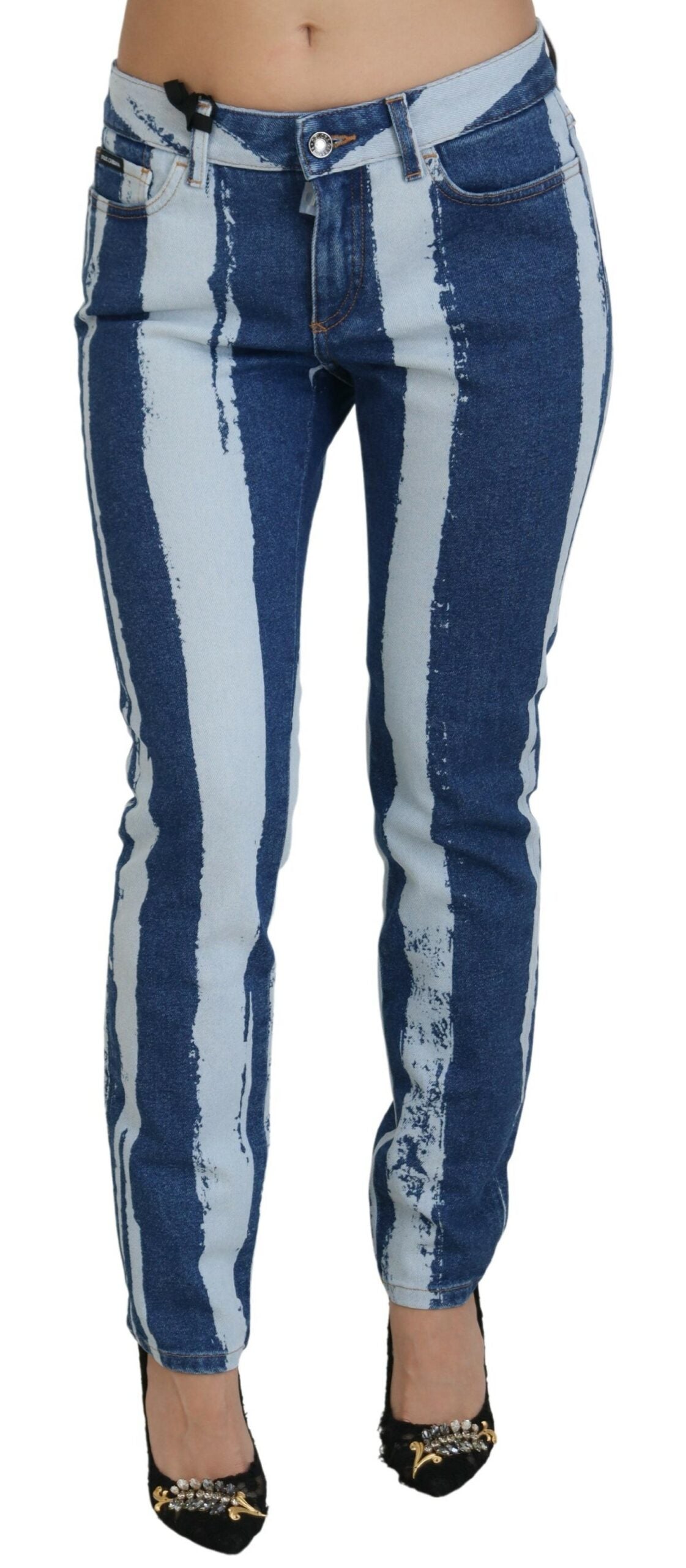 Dolce &amp; Gabbana Jean skinny en coton à rayures bleu cobalt