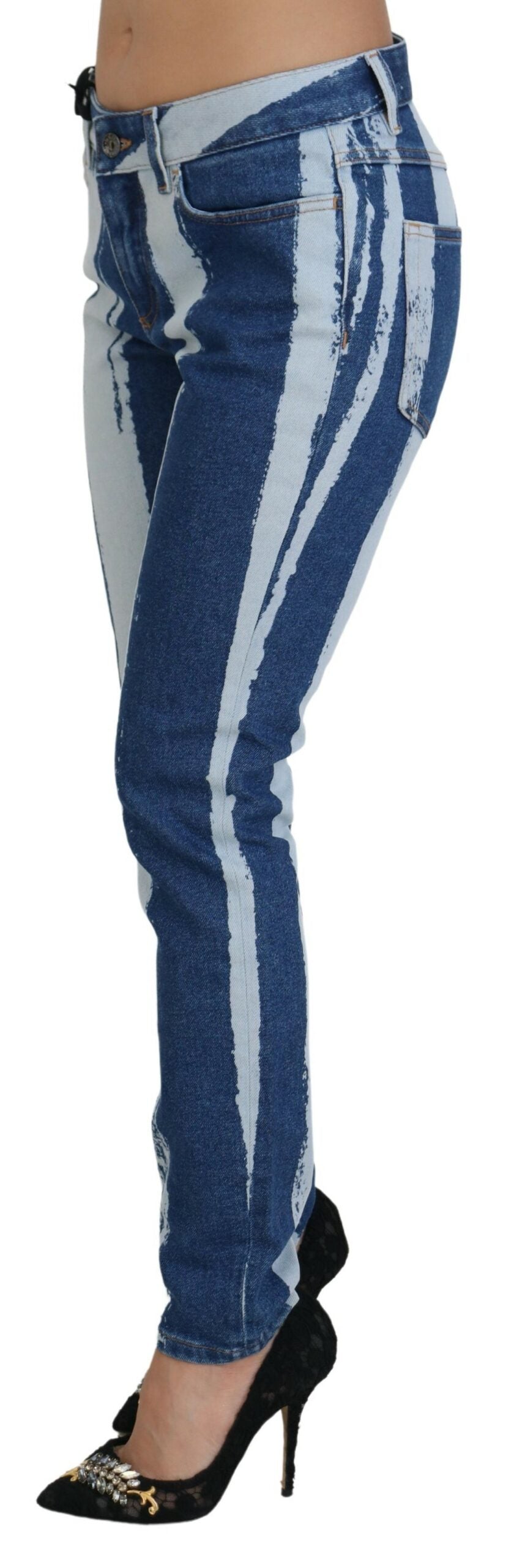 Dolce &amp; Gabbana Jean skinny en coton à rayures bleu cobalt