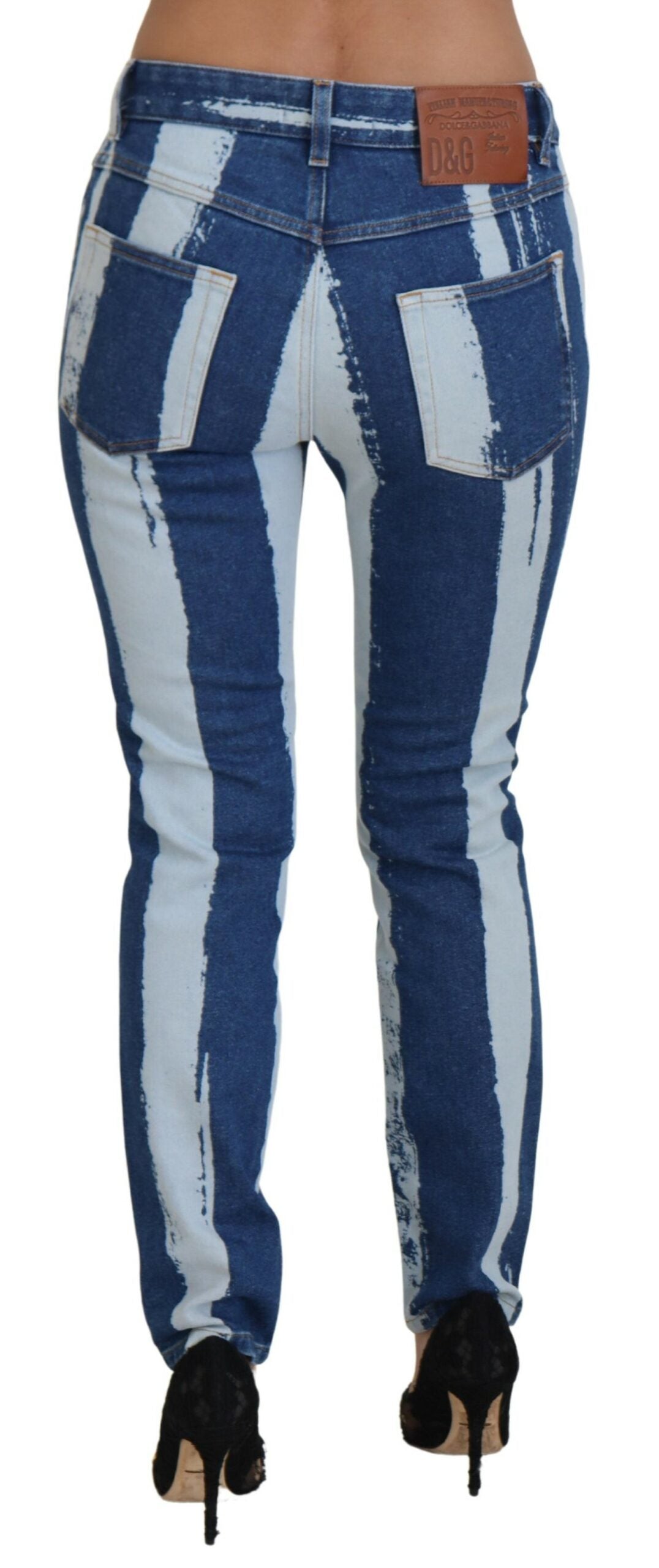 Dolce &amp; Gabbana Jean skinny en coton à rayures bleu cobalt