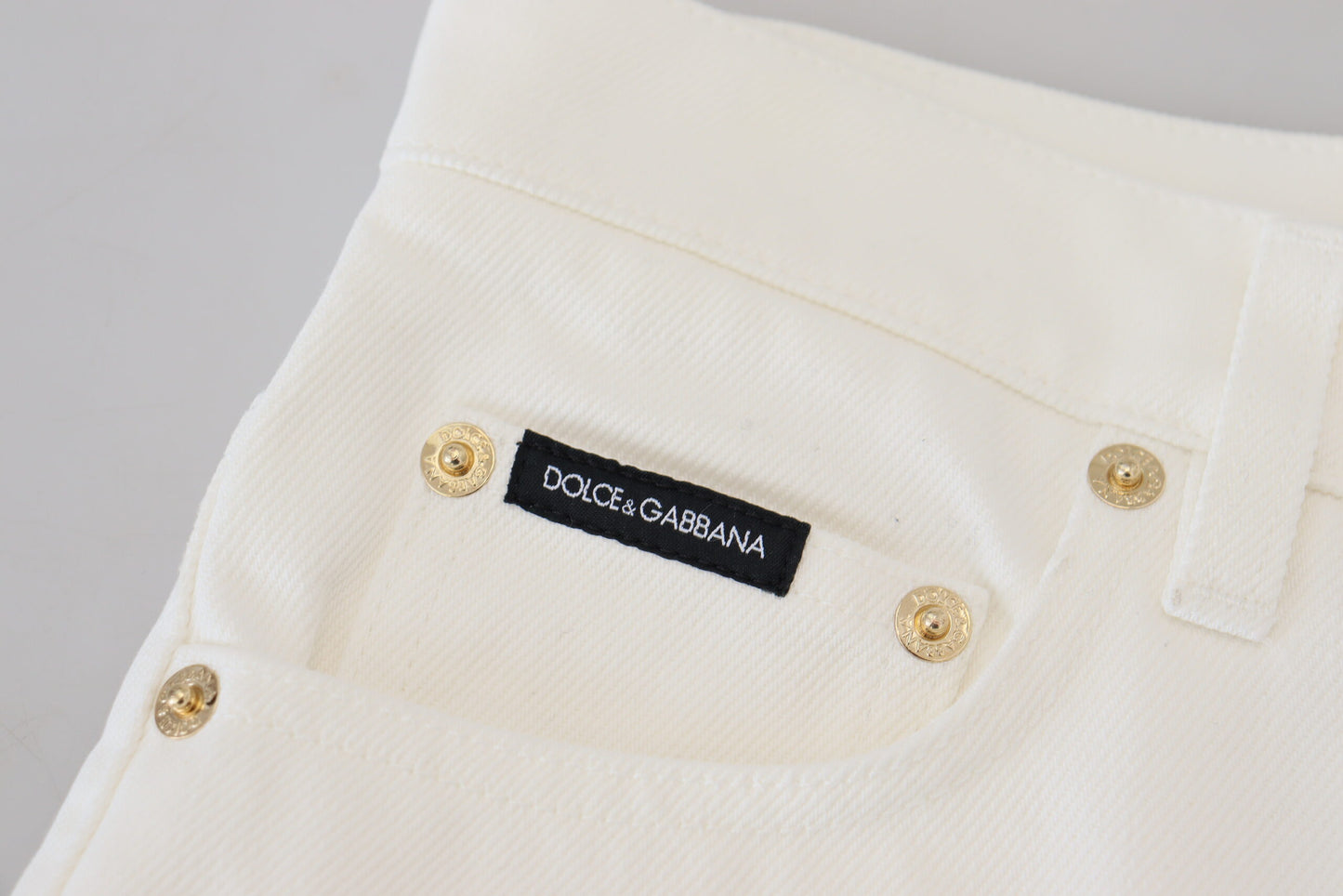 Dolce &amp; Gabbana Jean skinny taille haute en coton denim blanc cassé