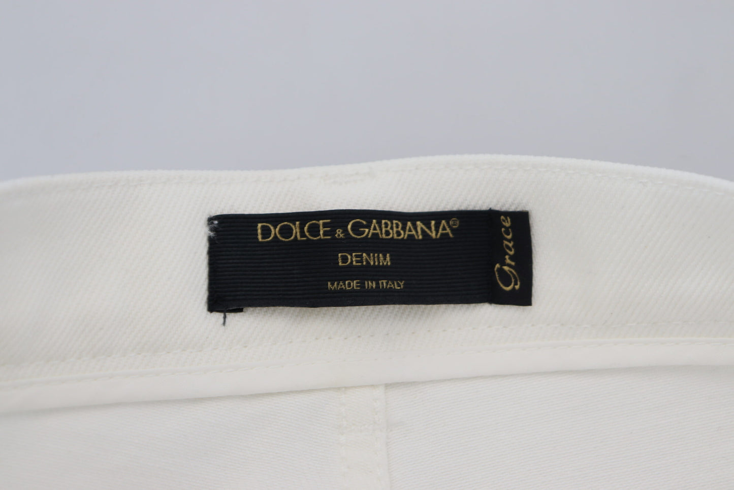 Dolce &amp; Gabbana Off White High Waist Skinny Denim Baumwolljeans