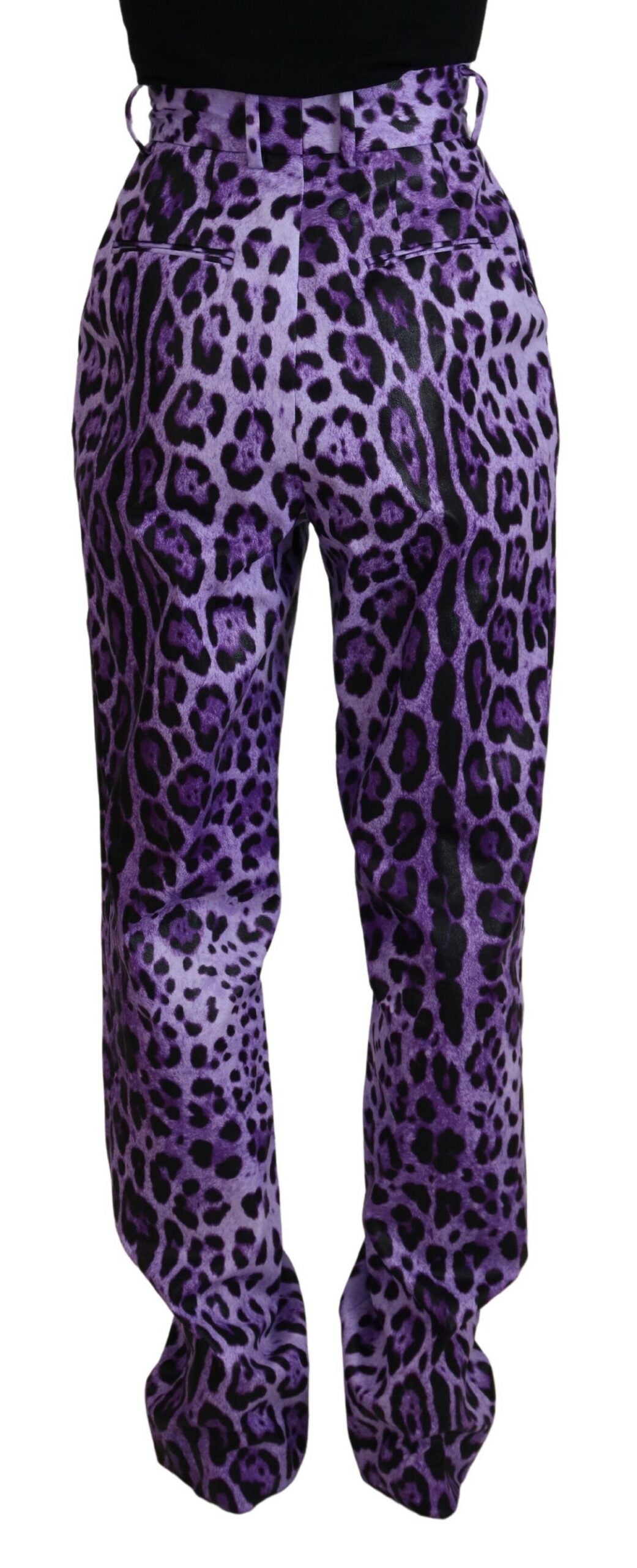 Dolce &amp; Gabbana Pantalon taille haute violet à imprimé léopard