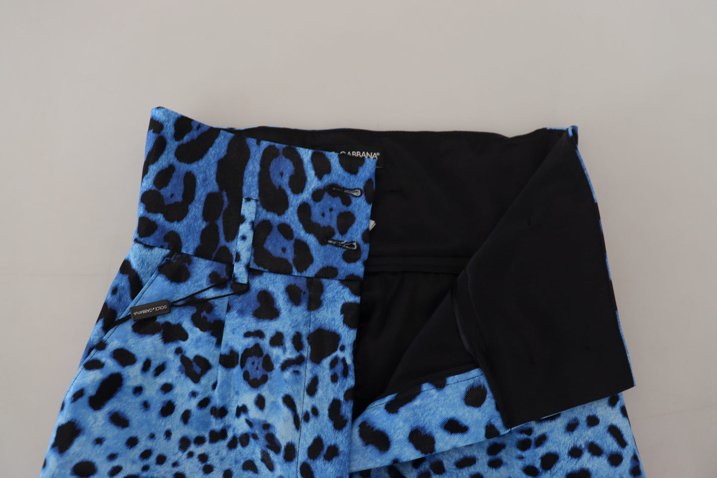 Blaue Hose mit hohem Bund und Leopardenmuster von Dolce &amp; Gabbana