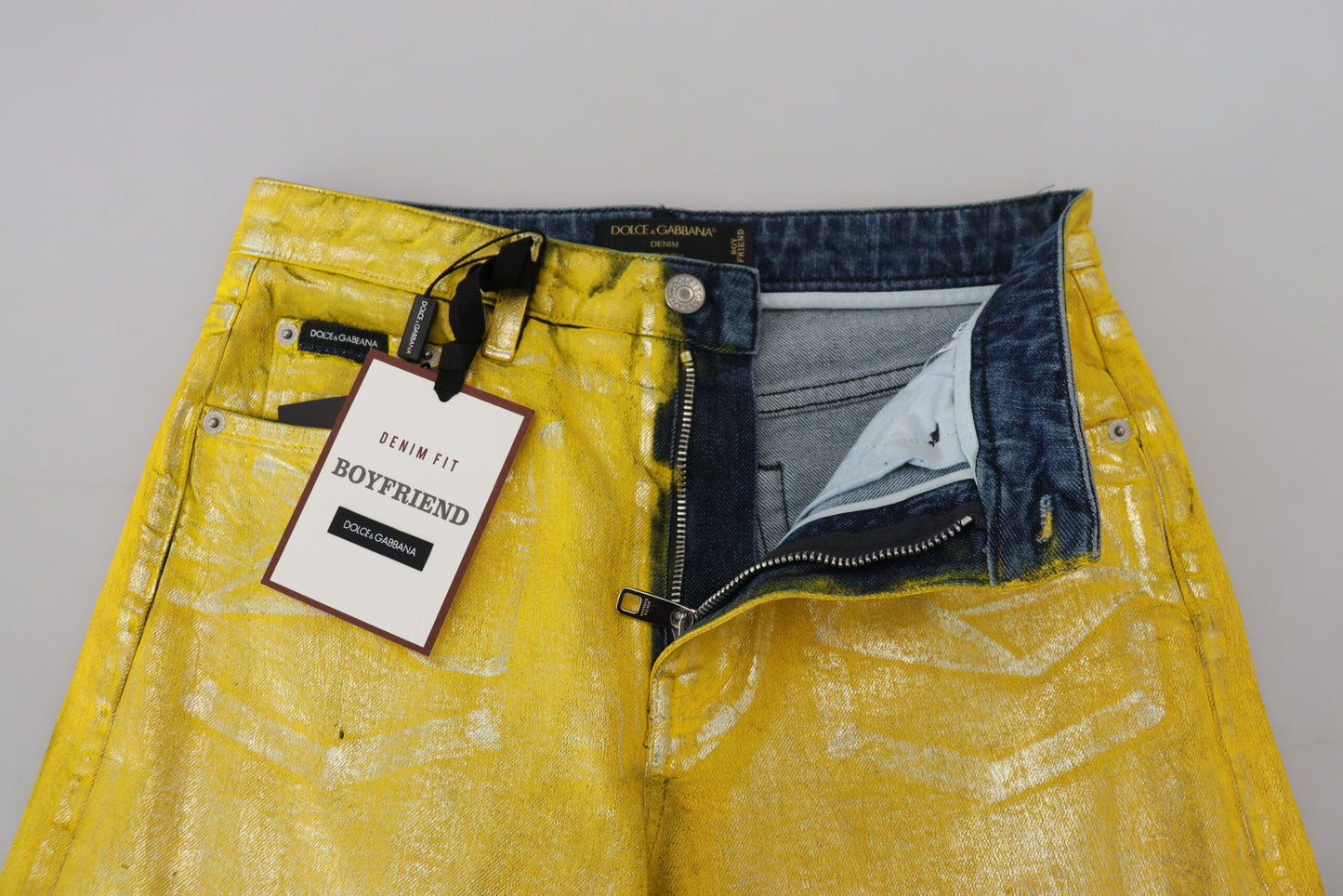 Dolce &amp; Gabbana Jean droit en denim droit en coton léopard jaune