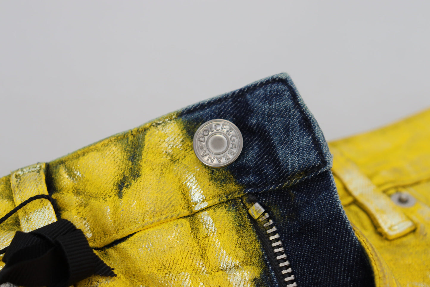 Dolce &amp; Gabbana Jean droit en denim droit en coton léopard jaune