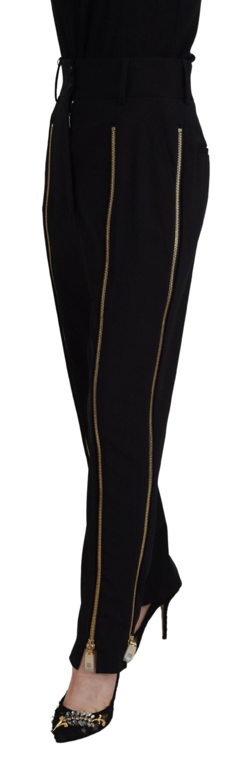 Dolce &amp; Gabbana Pantalon fuselé taille haute en laine noire