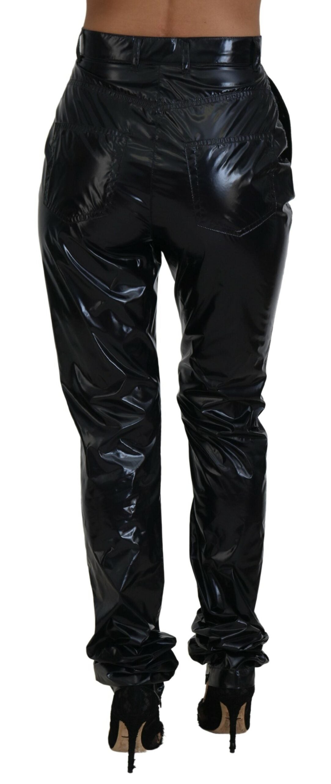 Dolce &amp; Gabbana Pantalon skinny taille haute en nylon noir