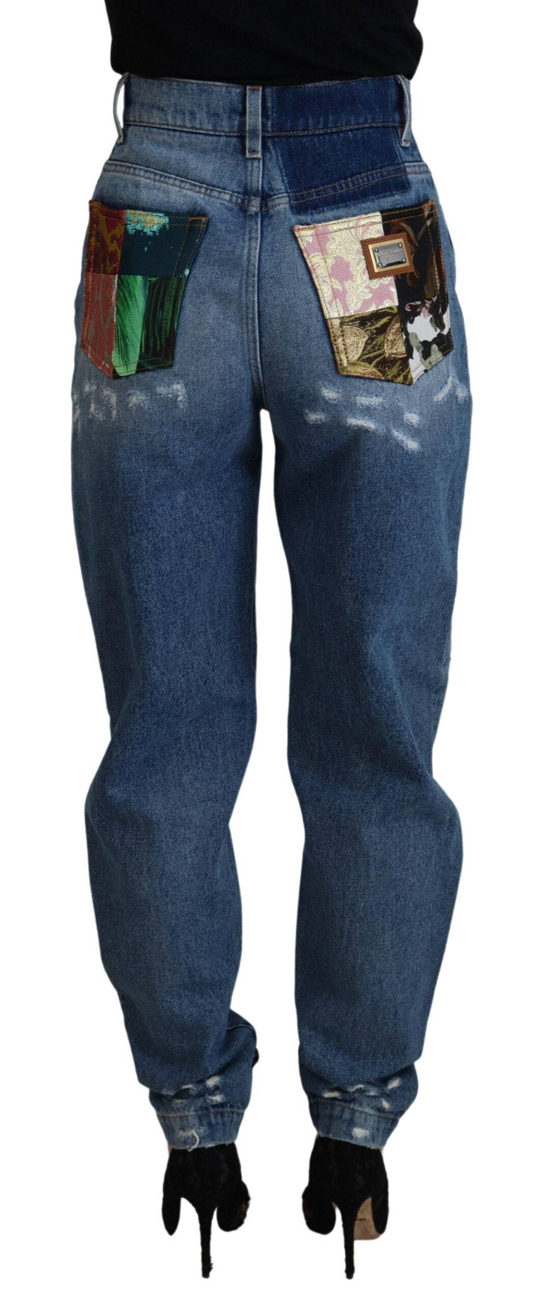 Dolce &amp; Gabbana Blue Tattered Skinny Denim-Baumwolljeans