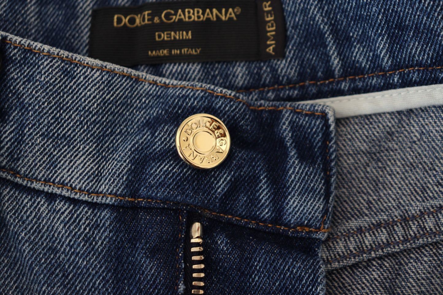 Dolce &amp; Gabbana Jean skinny en coton denim bleu en lambeaux