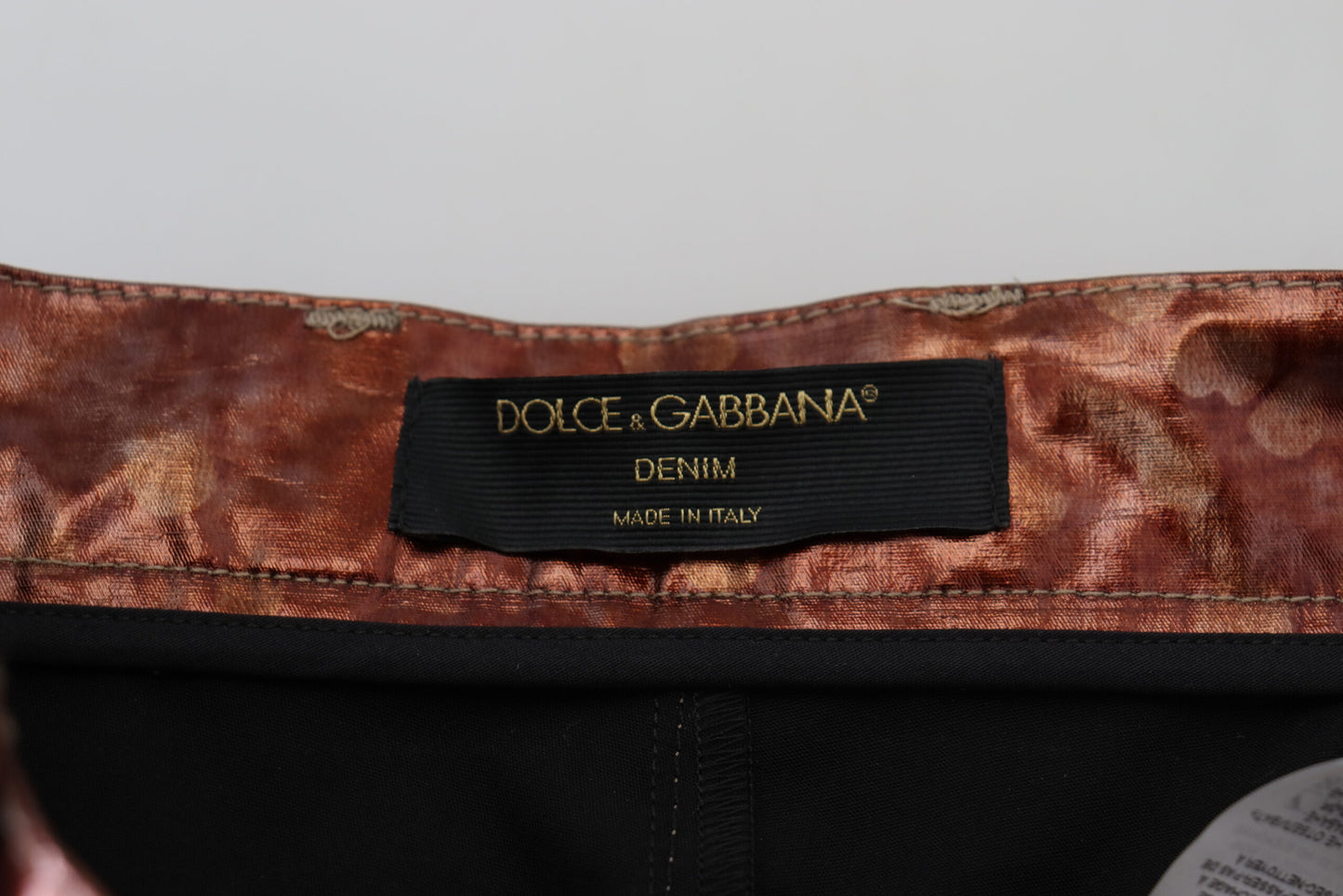 Dolce &amp; Gabbana Jean skinny taille haute bronze métallisé