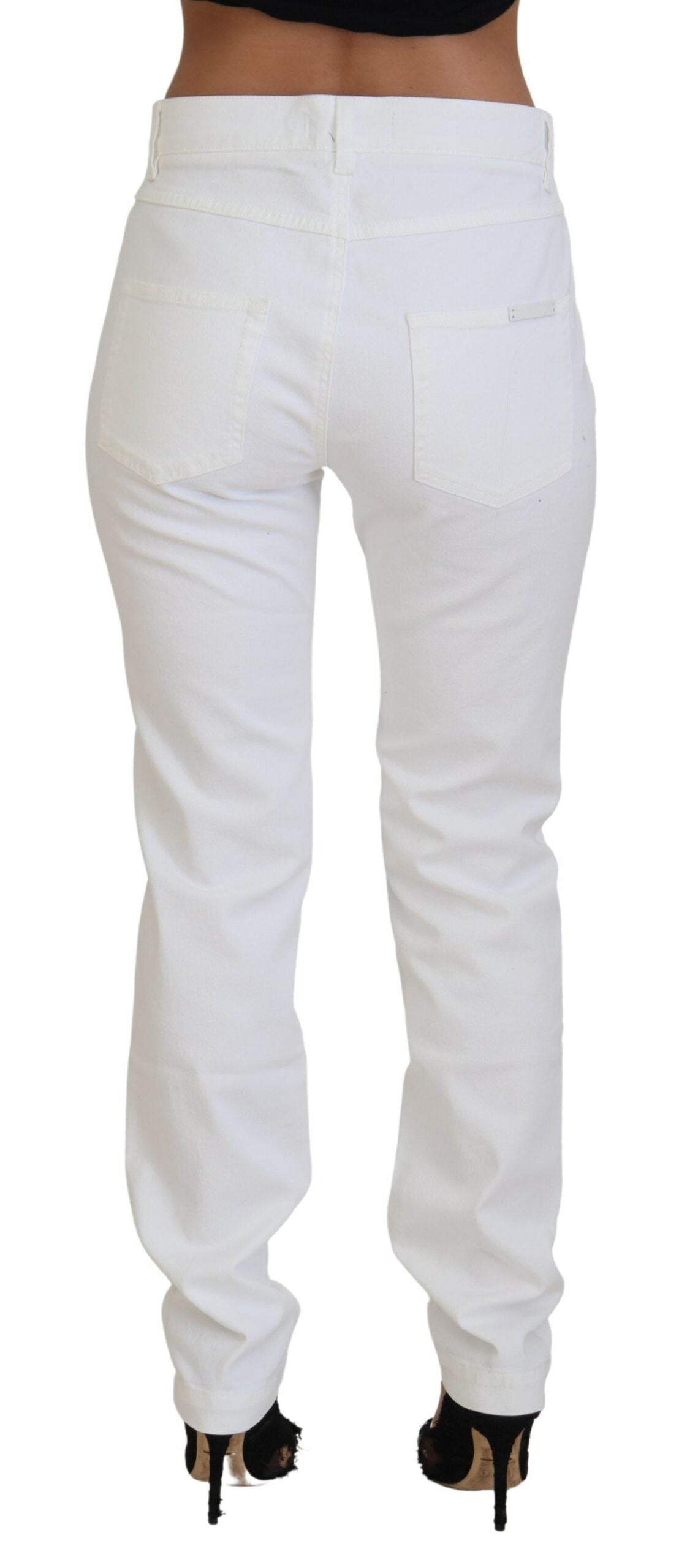 Dolce &amp; Gabbana Jean skinny blanc à broderie florale