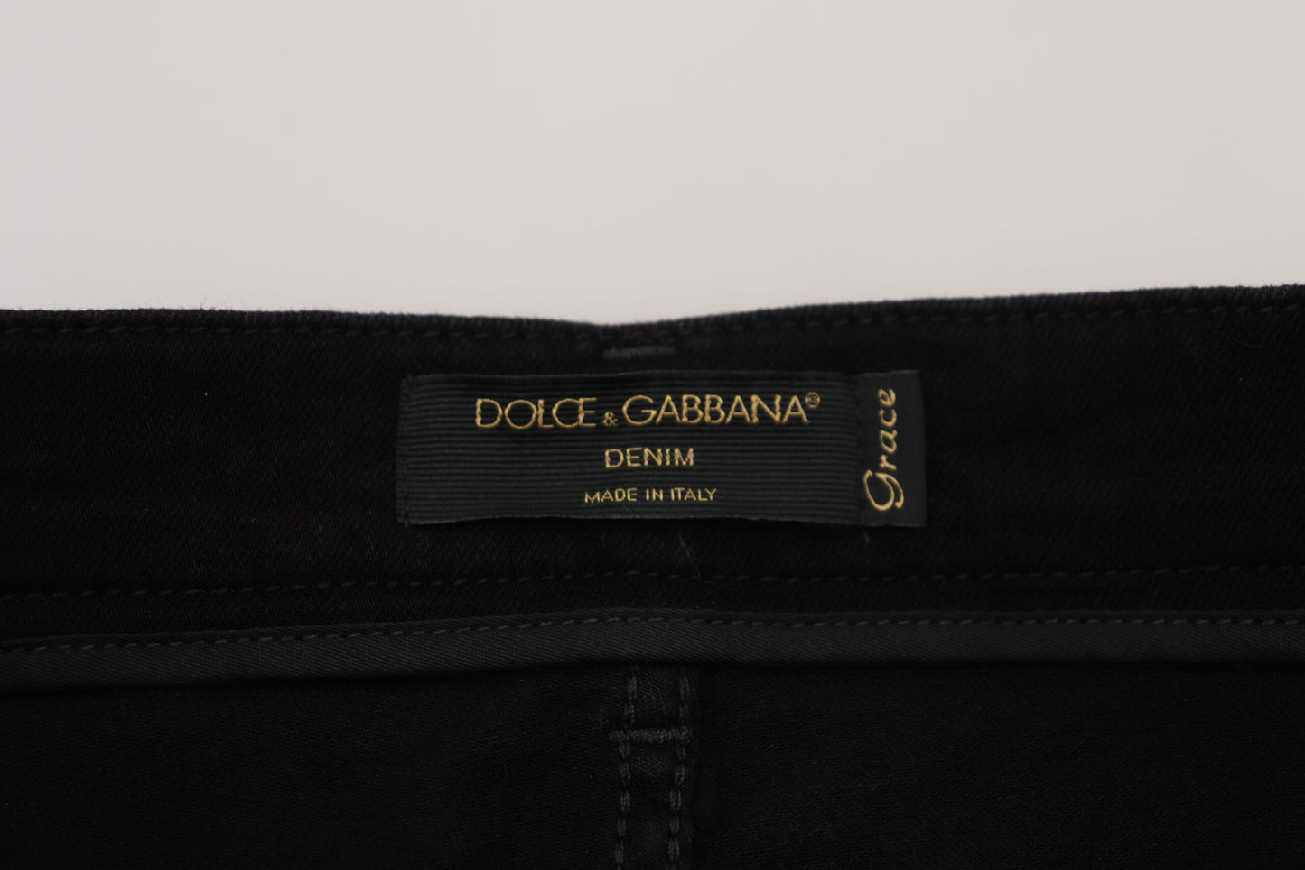 Dolce &amp; Gabbana Jean slim en coton à paillettes noir