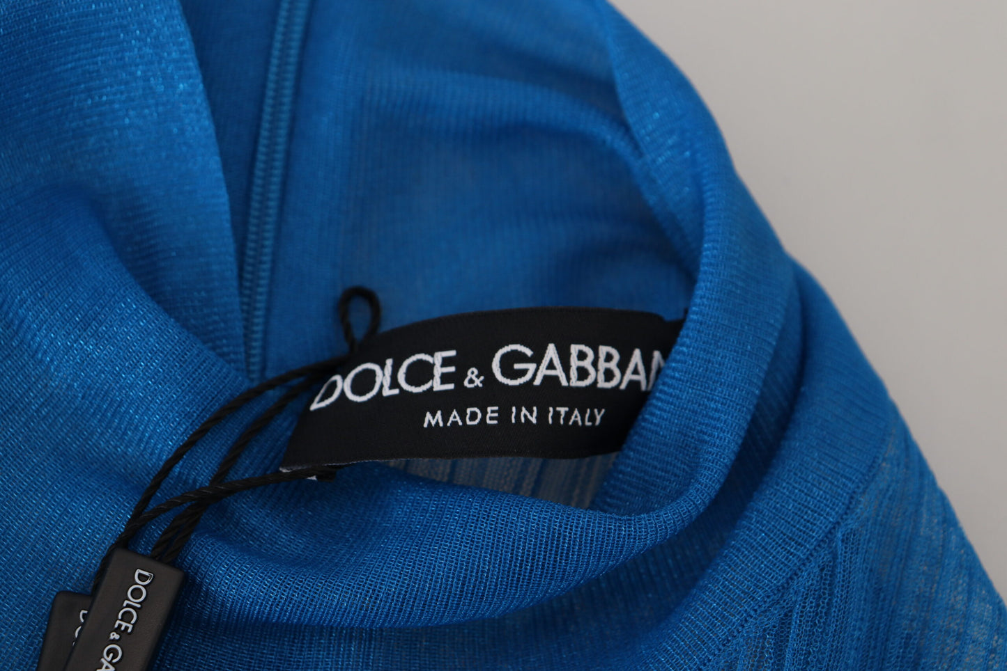 Dolce &amp; Gabbana Haut chemisier à manches longues et col roulé en maille bleue