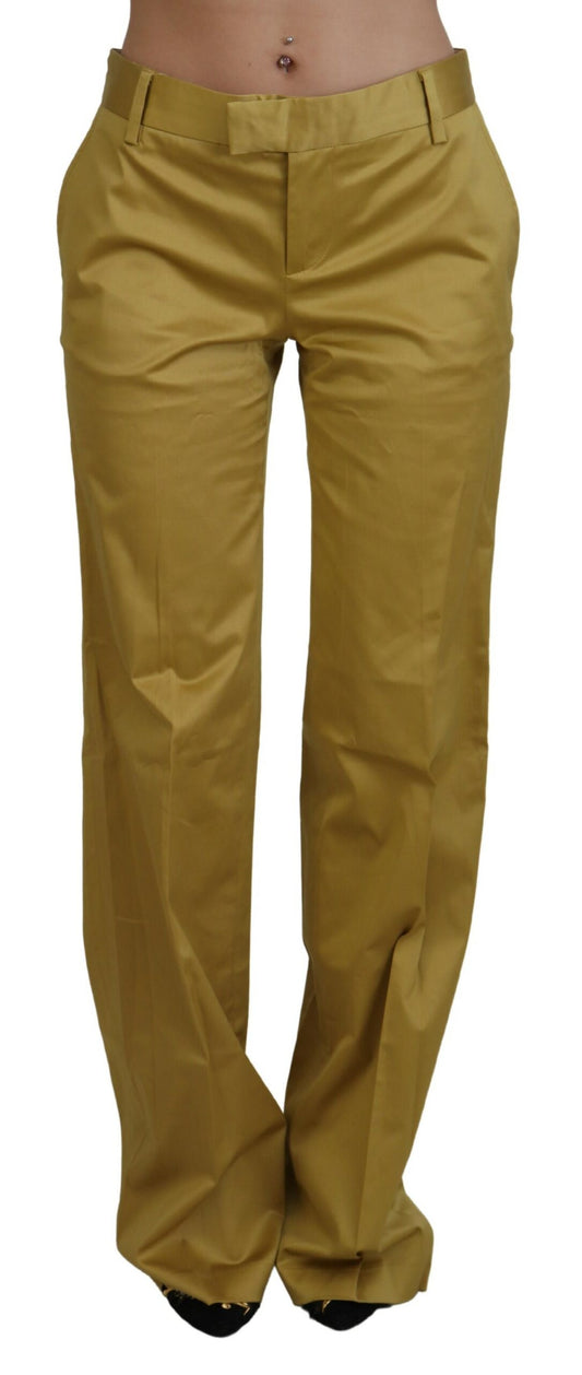 Just Cavalli Gold Cotton Mid Waist Damenhose