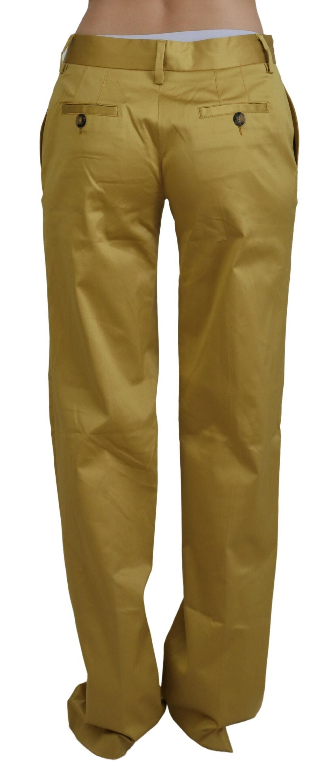 Just Cavalli Gold Cotton Mid Waist Damenhose