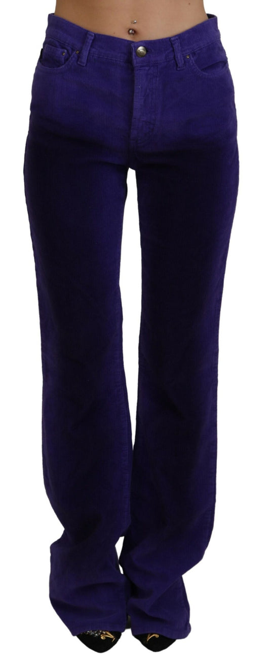 Pantalon femme en velours côtelé de coton violet Just Cavalli