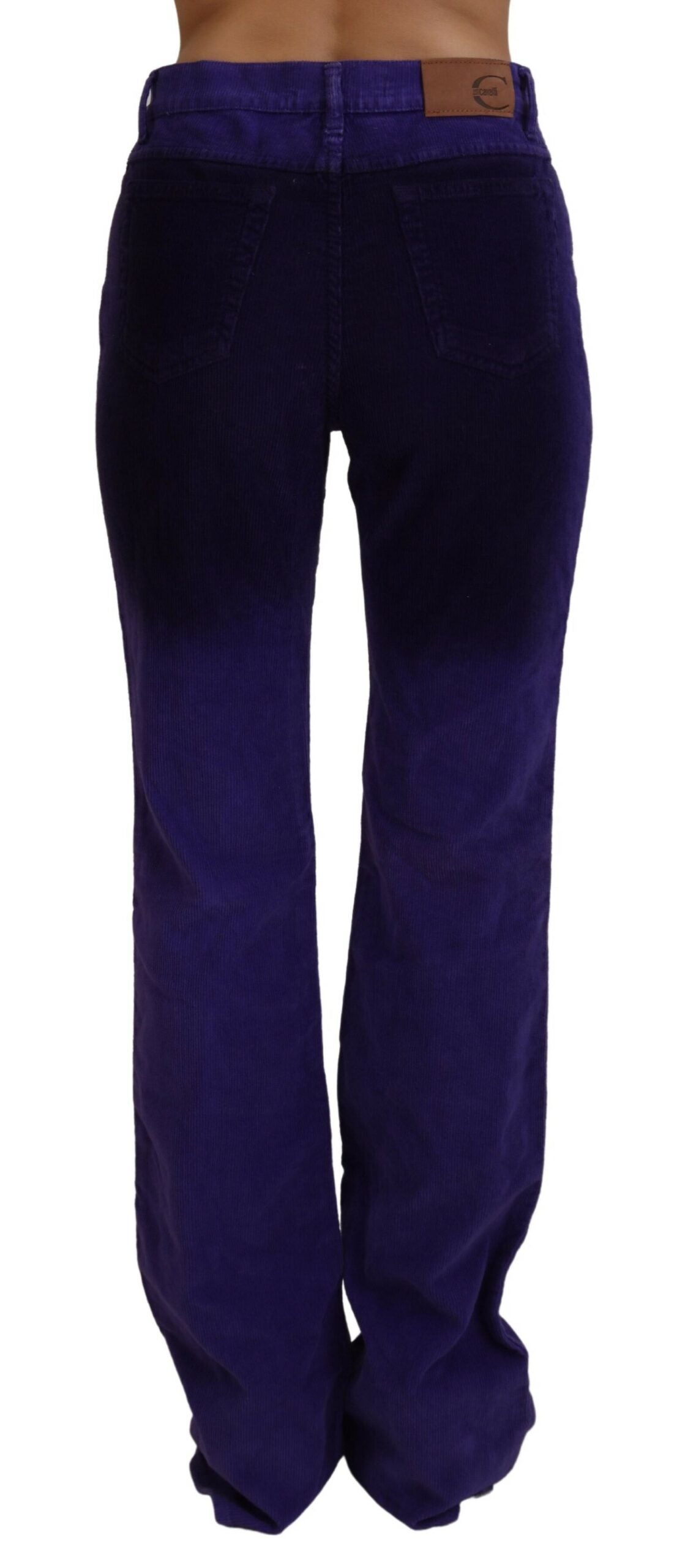 Pantalon femme en velours côtelé de coton violet Just Cavalli