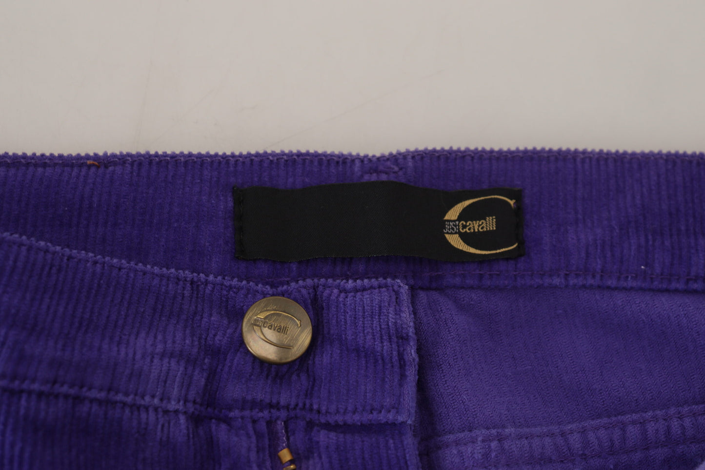 Pantalon femme en velours côtelé de coton violet Just Cavalli