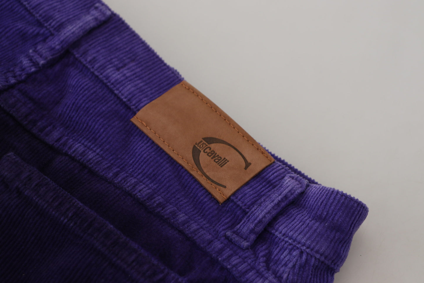 Pantalon femme en velours côtelé de coton violet Just Cavalli