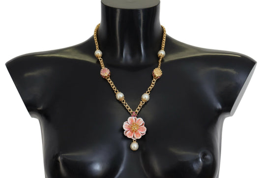 Dolce &amp; Gabbana Collier orné de cristaux floraux de ton doré rose