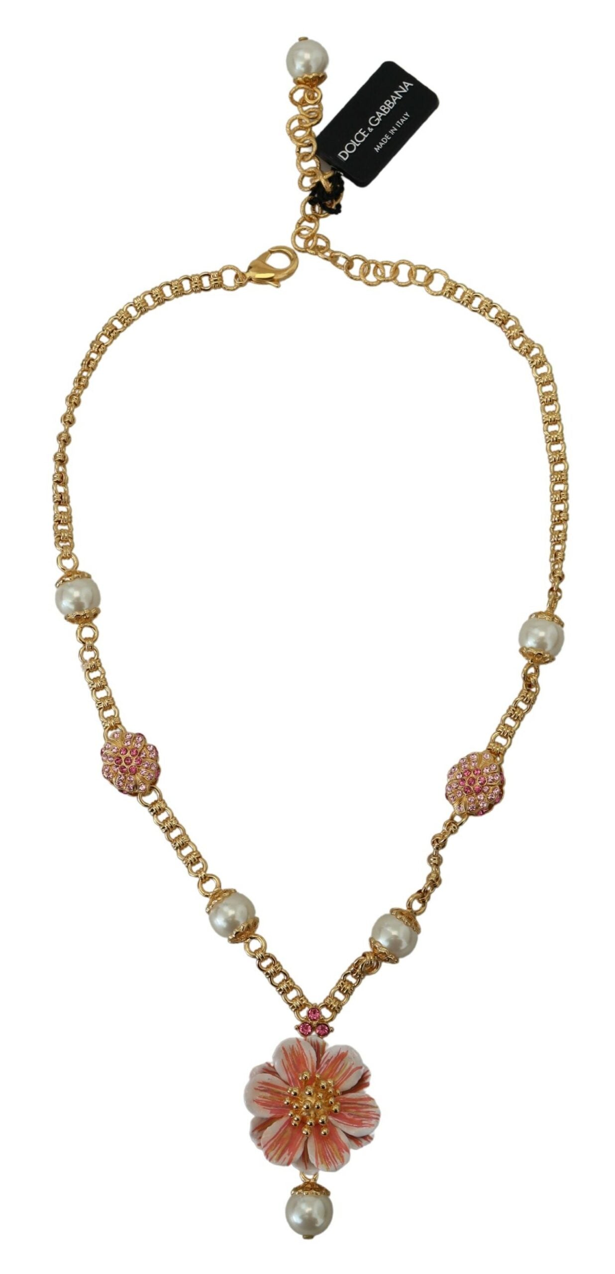 Dolce &amp; Gabbana Collier orné de cristaux floraux de ton doré rose