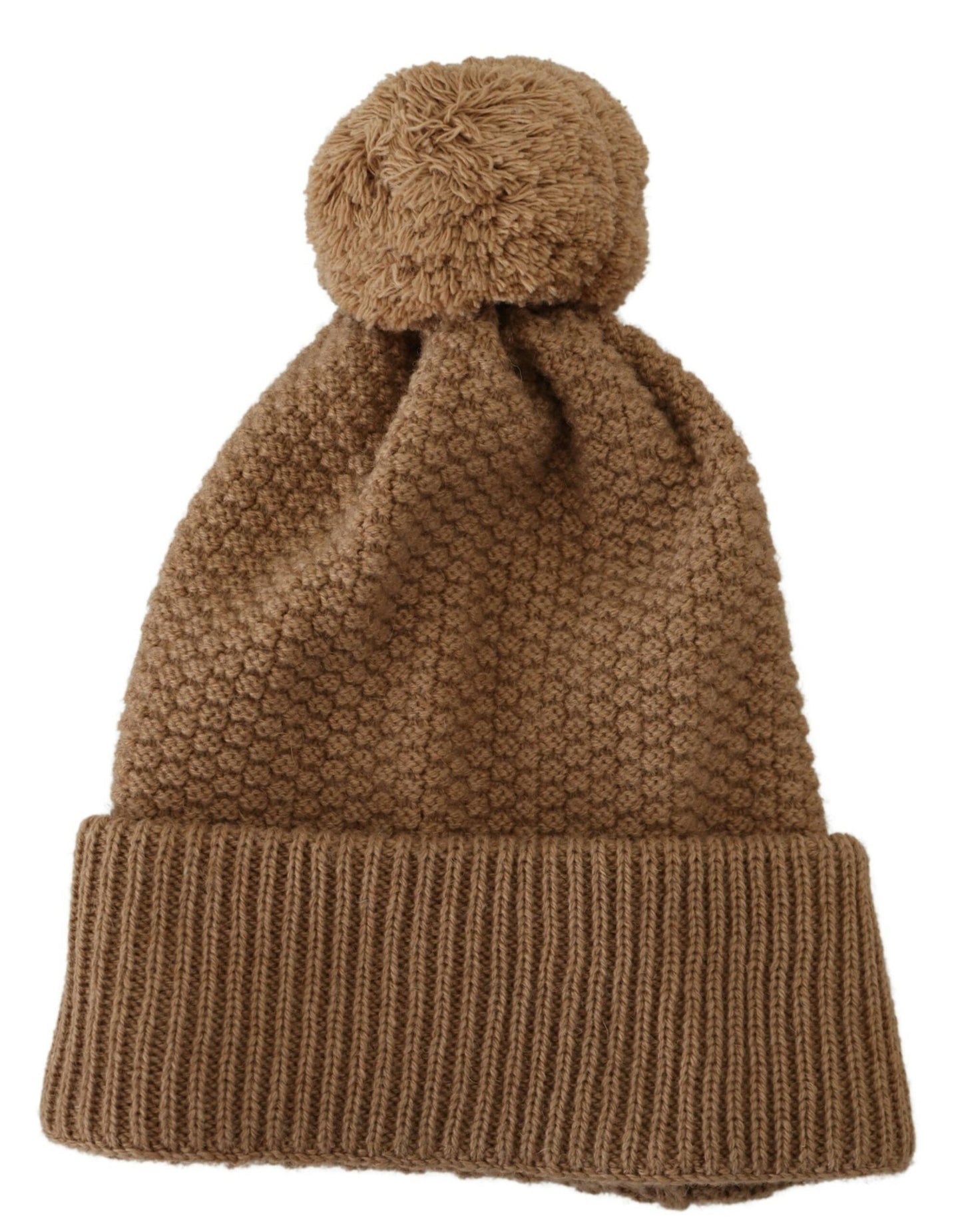 Dolce &amp; Gabbana Bonnet d'hiver en boule de fourrure tricotée marron uni