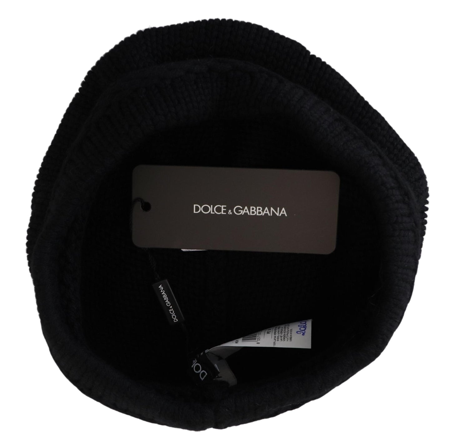 Dolce &amp; Gabbana Schwarze Damen-Wintermütze aus Schurwolle