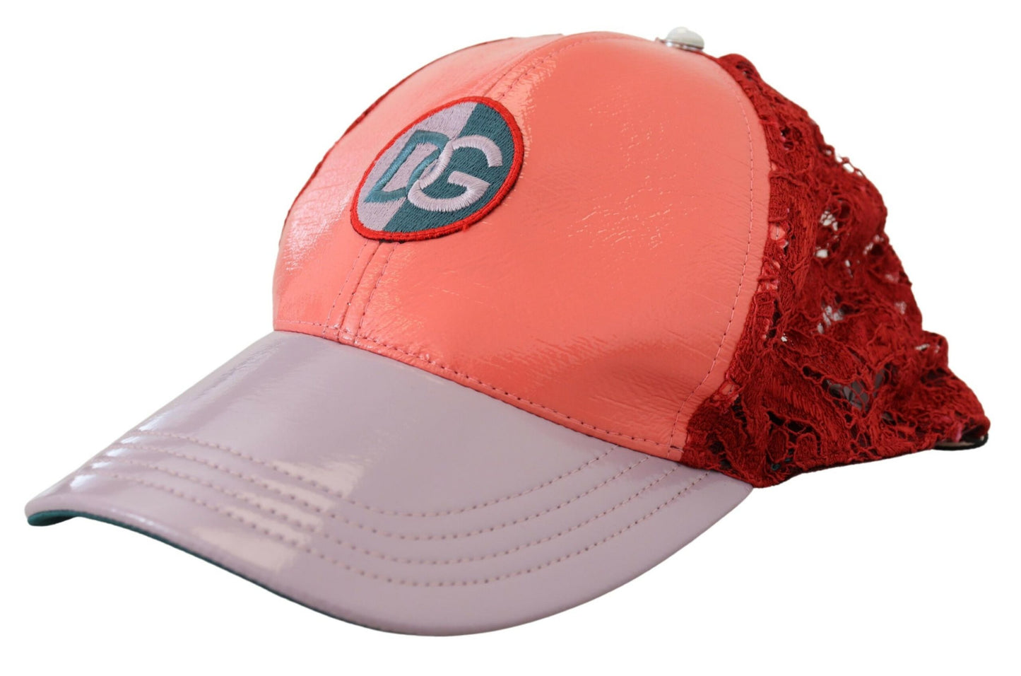 Casquette de baseball en dentelle florale avec logo multicolore Dolce &amp; Gabbana