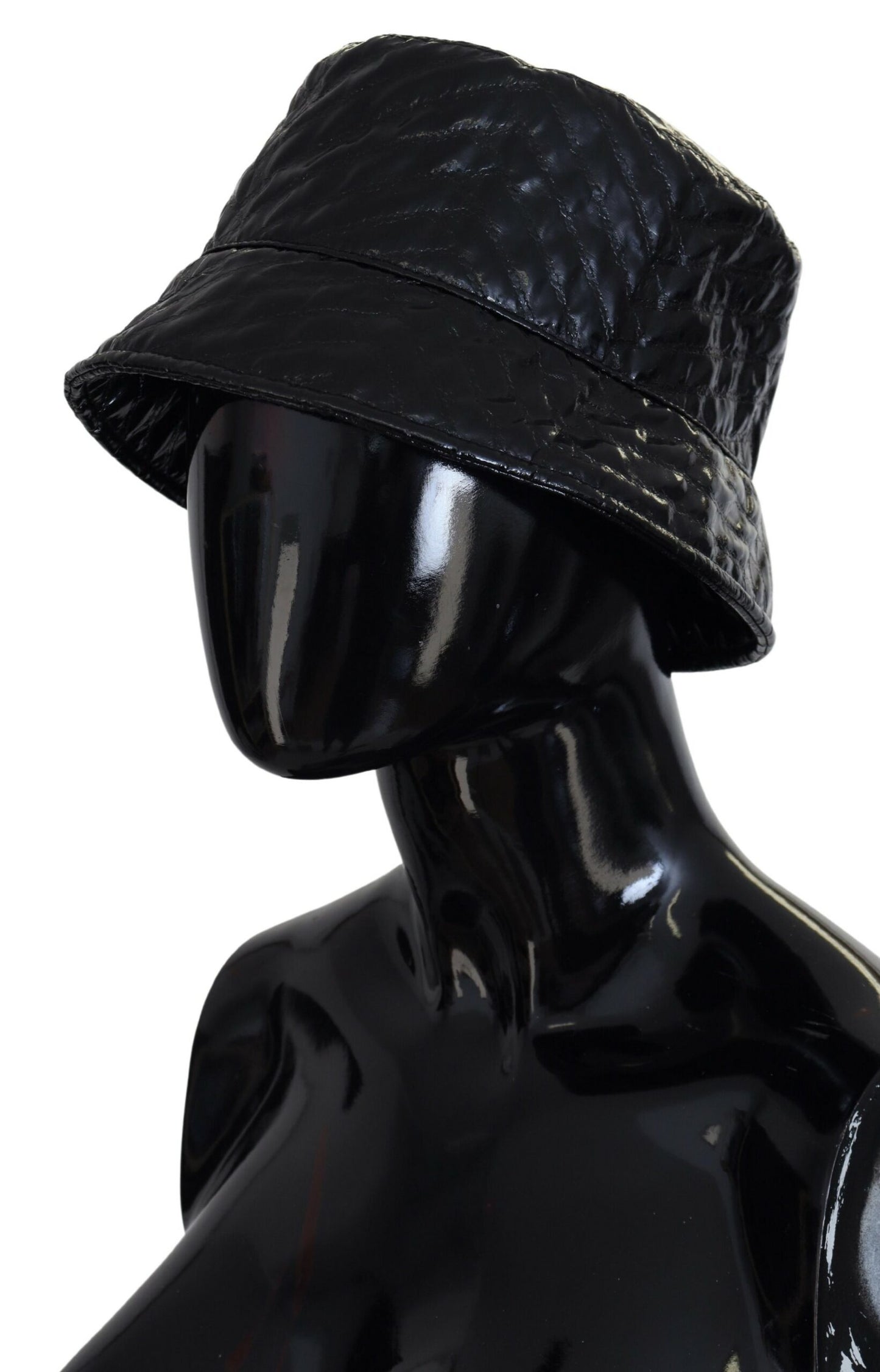 Dolce &amp; Gabbana Chapeau seau en simili cuir matelassé noir pour femme