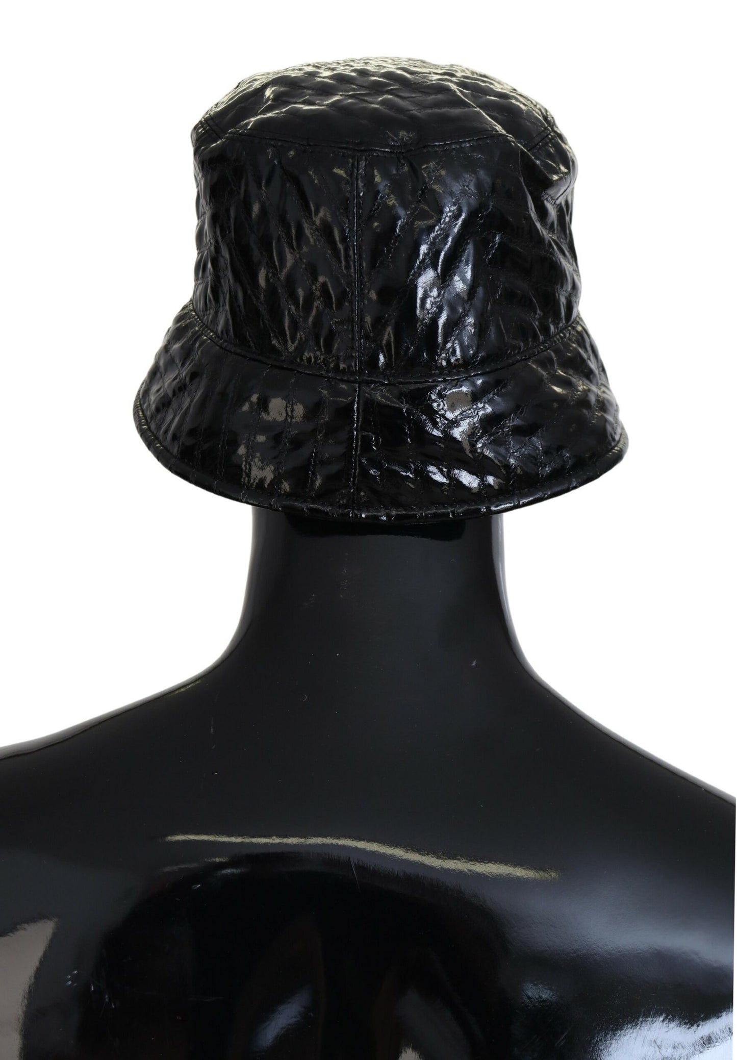 Dolce &amp; Gabbana Chapeau seau en simili cuir matelassé noir pour femme