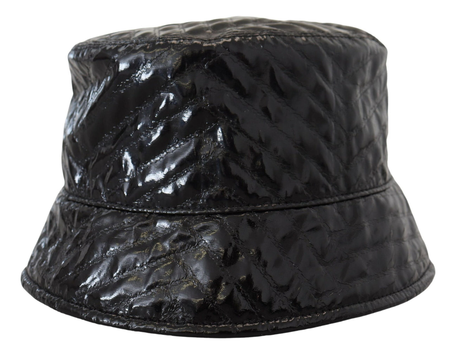 Dolce &amp; Gabbana Chapeau seau en simili cuir matelassé noir pour femme