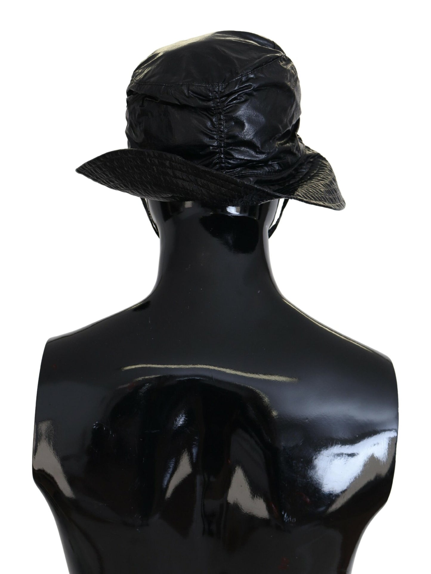 Dolce &amp; Gabbana Chapeau seau en simili cuir matelassé noir pour femme