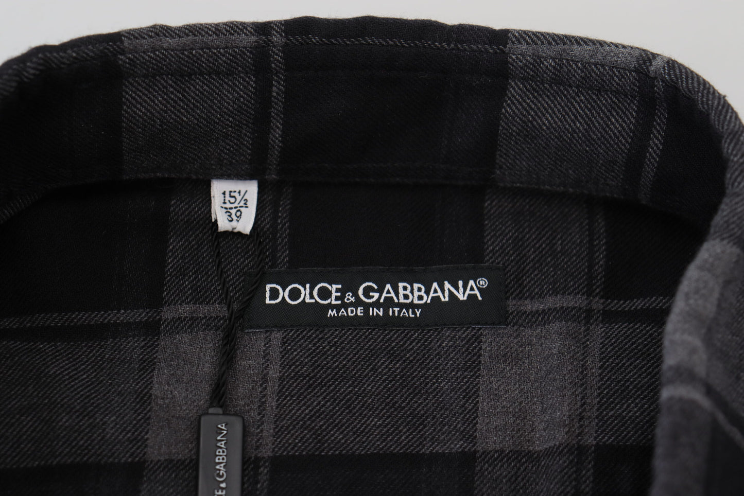 Dolce &amp; Gabbana Chemise à manches longues à carreaux gris noir pour hommes