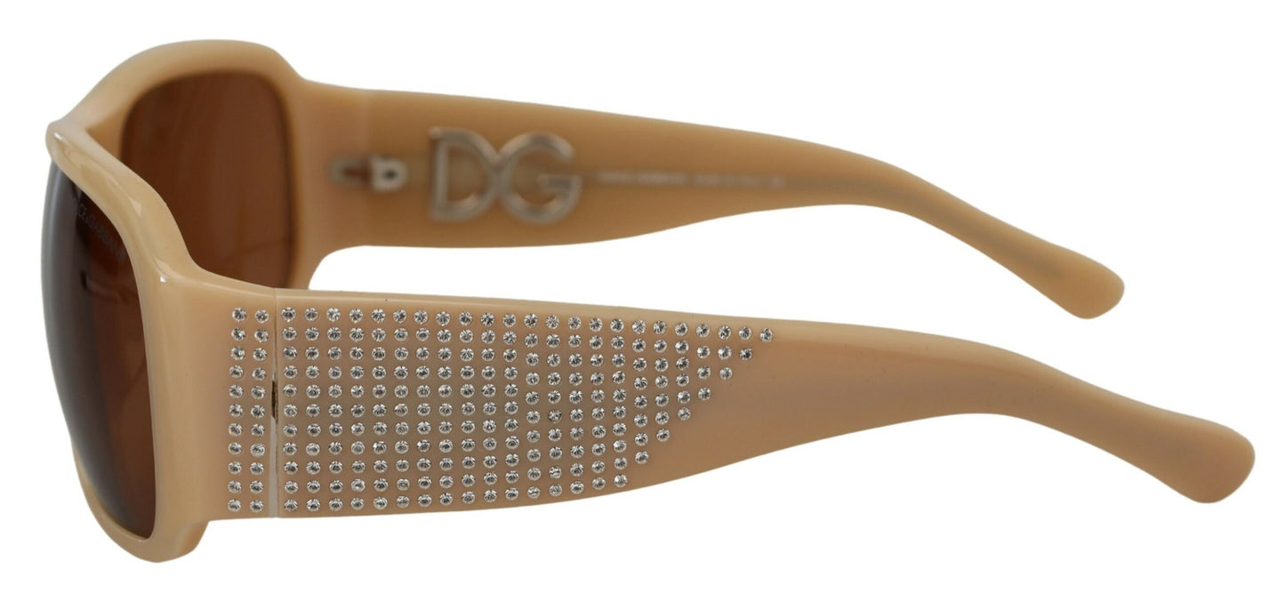 Dolce &amp; Gabbana Crème DG4027B Lunettes de soleil à verres marron avec pierres Swarovski