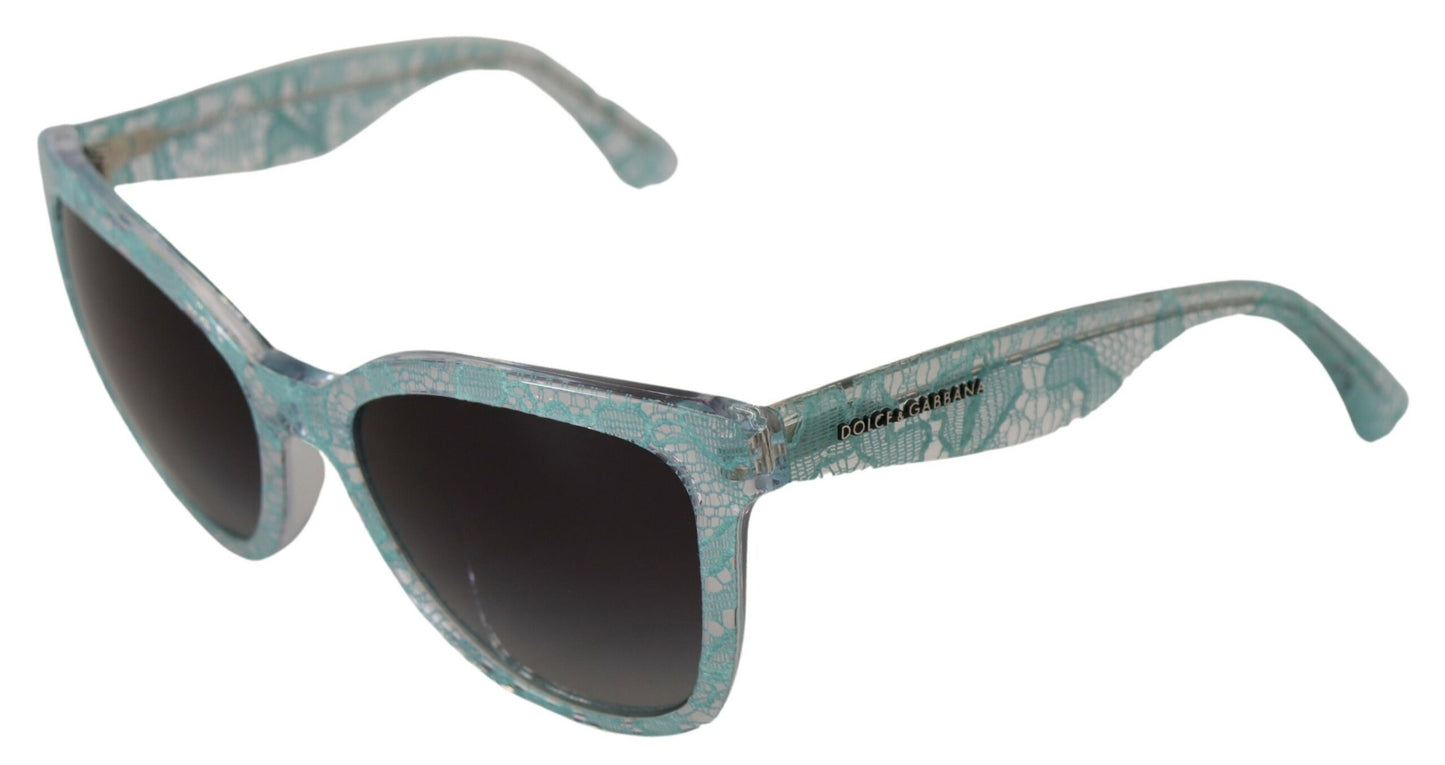 Dolce &amp; Gabbana Lunettes de soleil papillon bleues en acétate et cristal en dentelle DG4190