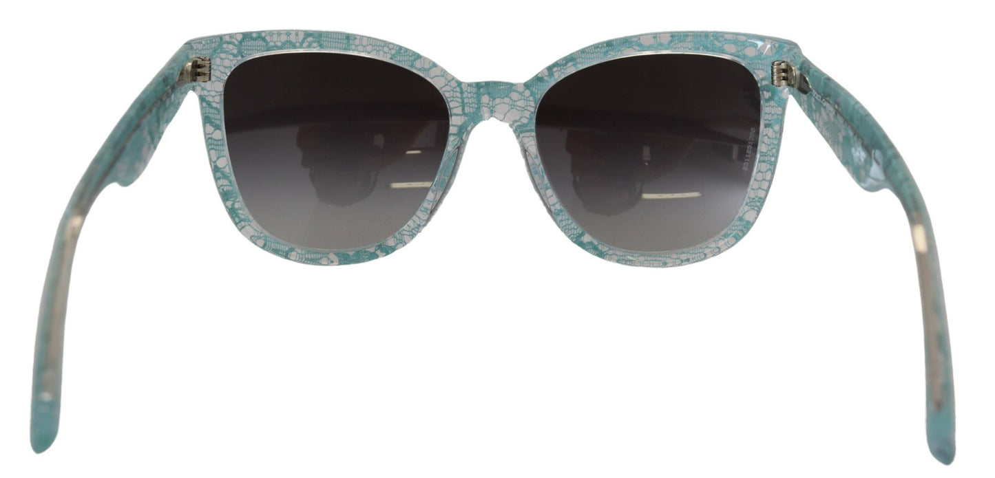 Dolce &amp; Gabbana Lunettes de soleil papillon bleues en acétate et cristal en dentelle DG4190