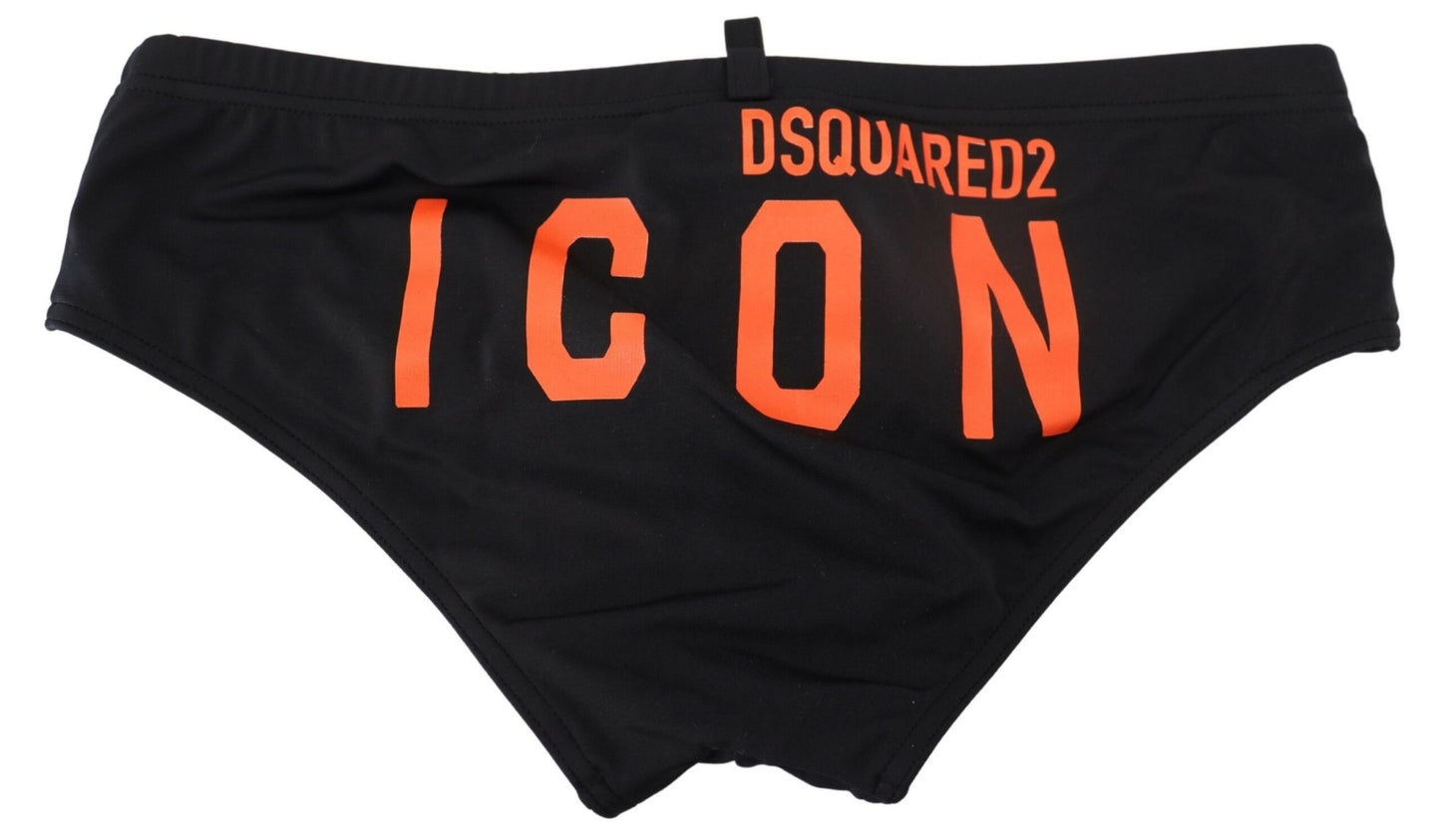 Dsquared² Herren-Badehose mit Logo-Print in Schwarz und Orange