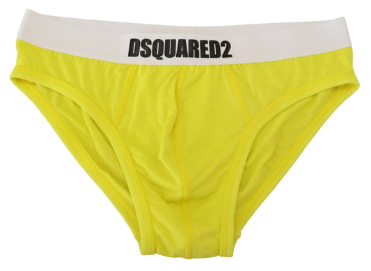 Dsquared² Jaune Blanc Logo Modal Stretch Hommes Slip Sous-Vêtements