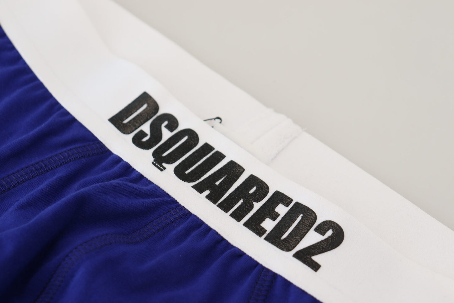 Dsquared² Blau-weißes Logo-Baumwoll-Stretch-Herren-Slip-Unterwäsche