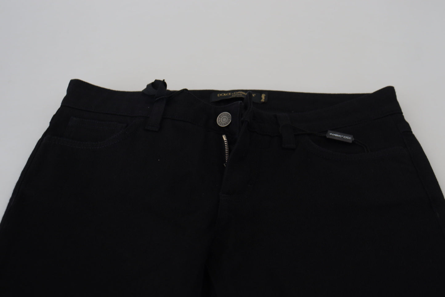 Dolce &amp; Gabbana Jean slim taille basse en coton noir