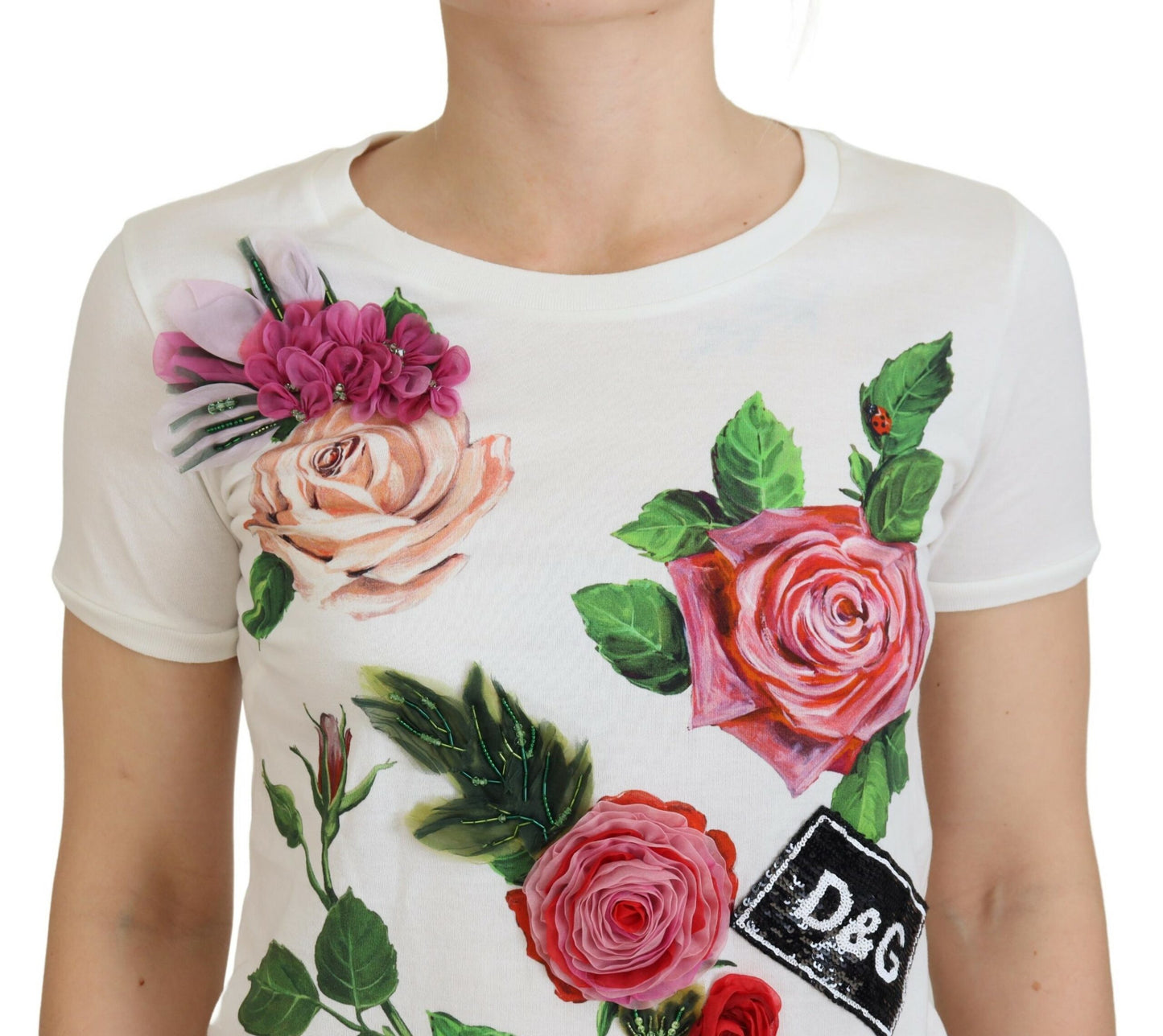 Dolce &amp; Gabbana Haut à manches courtes imprimé DGLogo White Rose