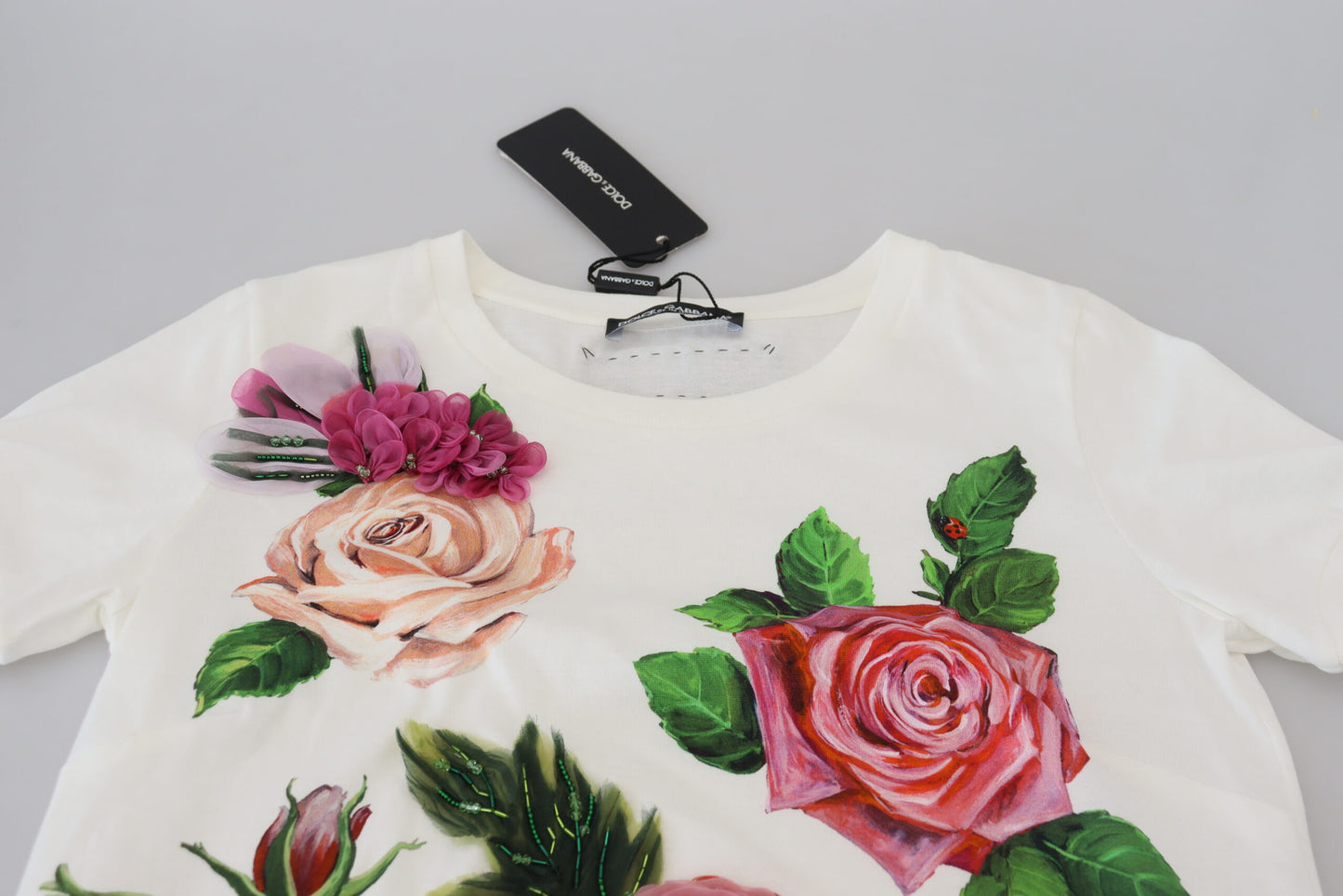 Dolce &amp; Gabbana Haut à manches courtes imprimé DGLogo White Rose