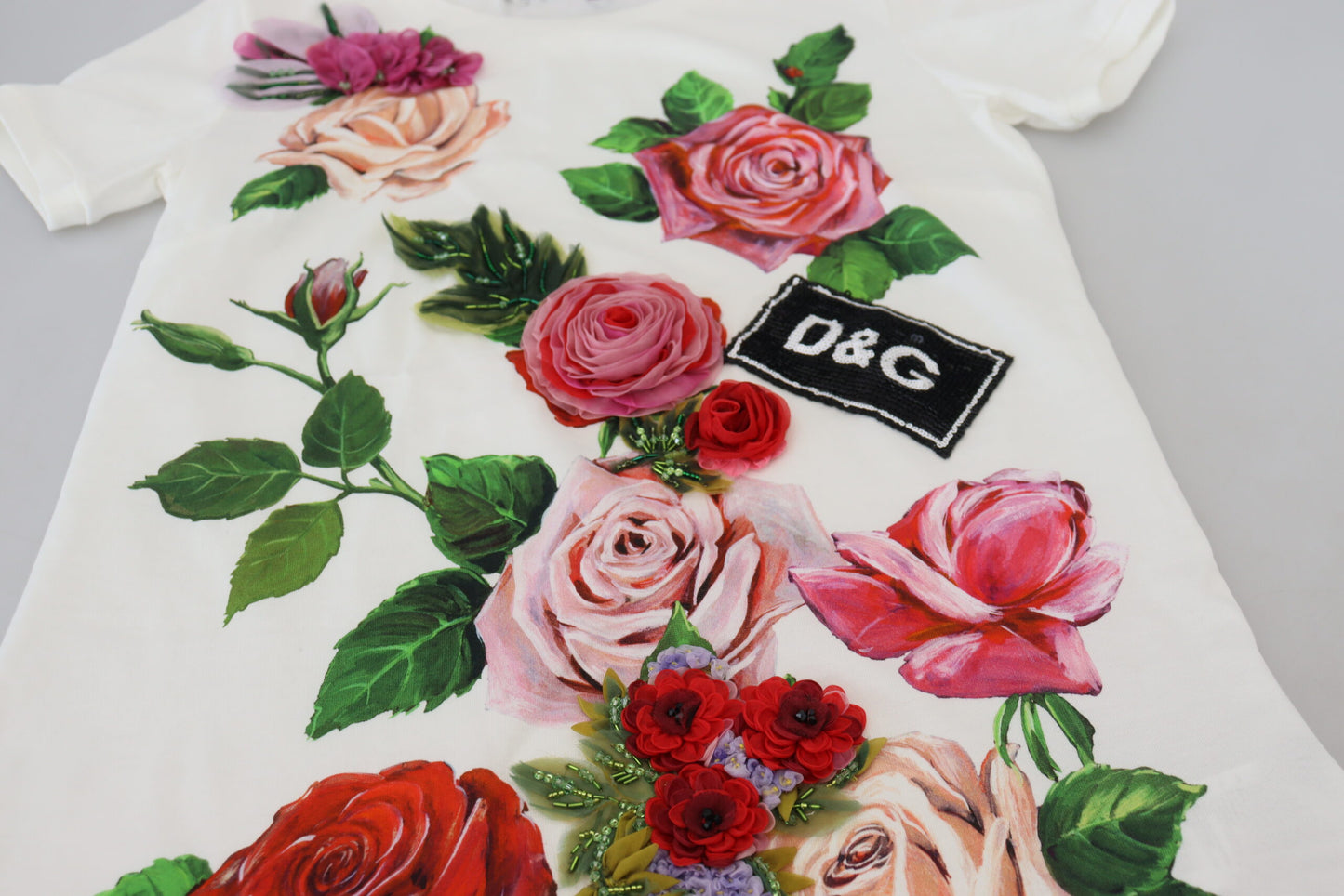 Dolce &amp; Gabbana Haut à manches courtes imprimé DGLogo White Rose