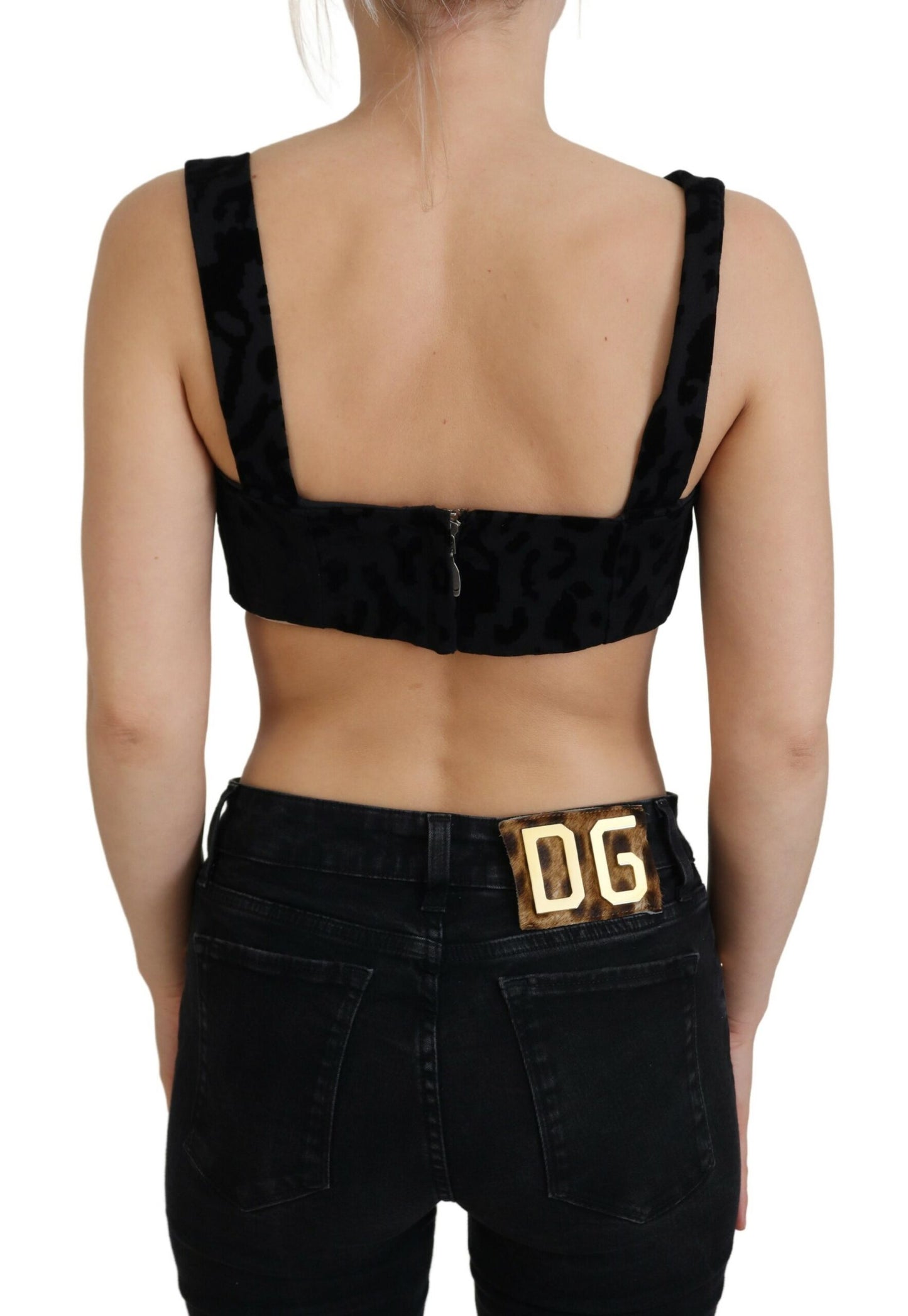 Dolce &amp; Gabbana Haut de soutien-gorge corset bustier court léopard noir