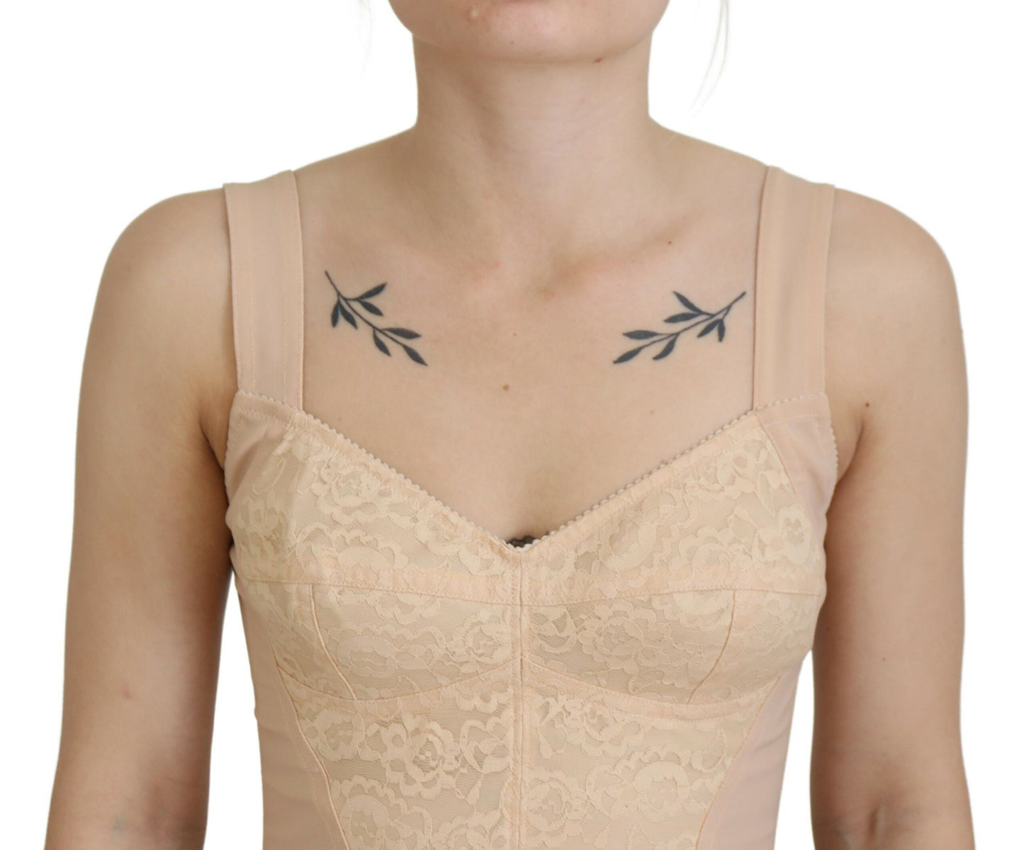 Dolce &amp; Gabbana Haut bustier court beige avec soutien-gorge corset