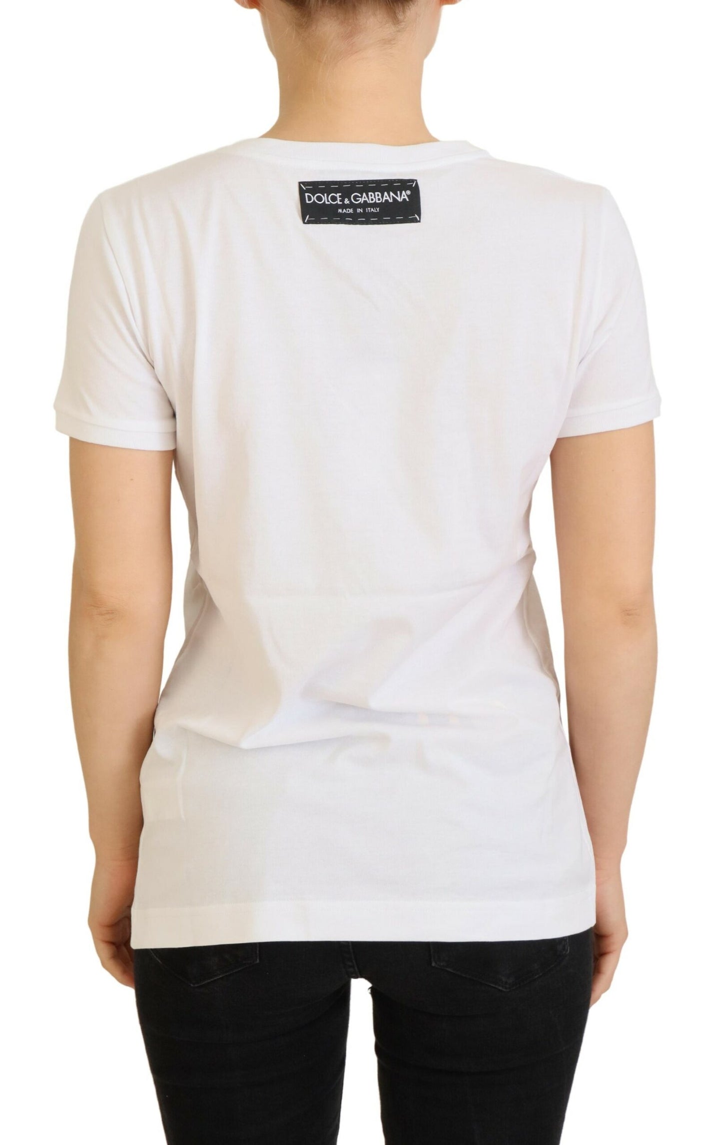 Dolce &amp; Gabbana T-shirt Top Blanc Texturé Manches Courtes