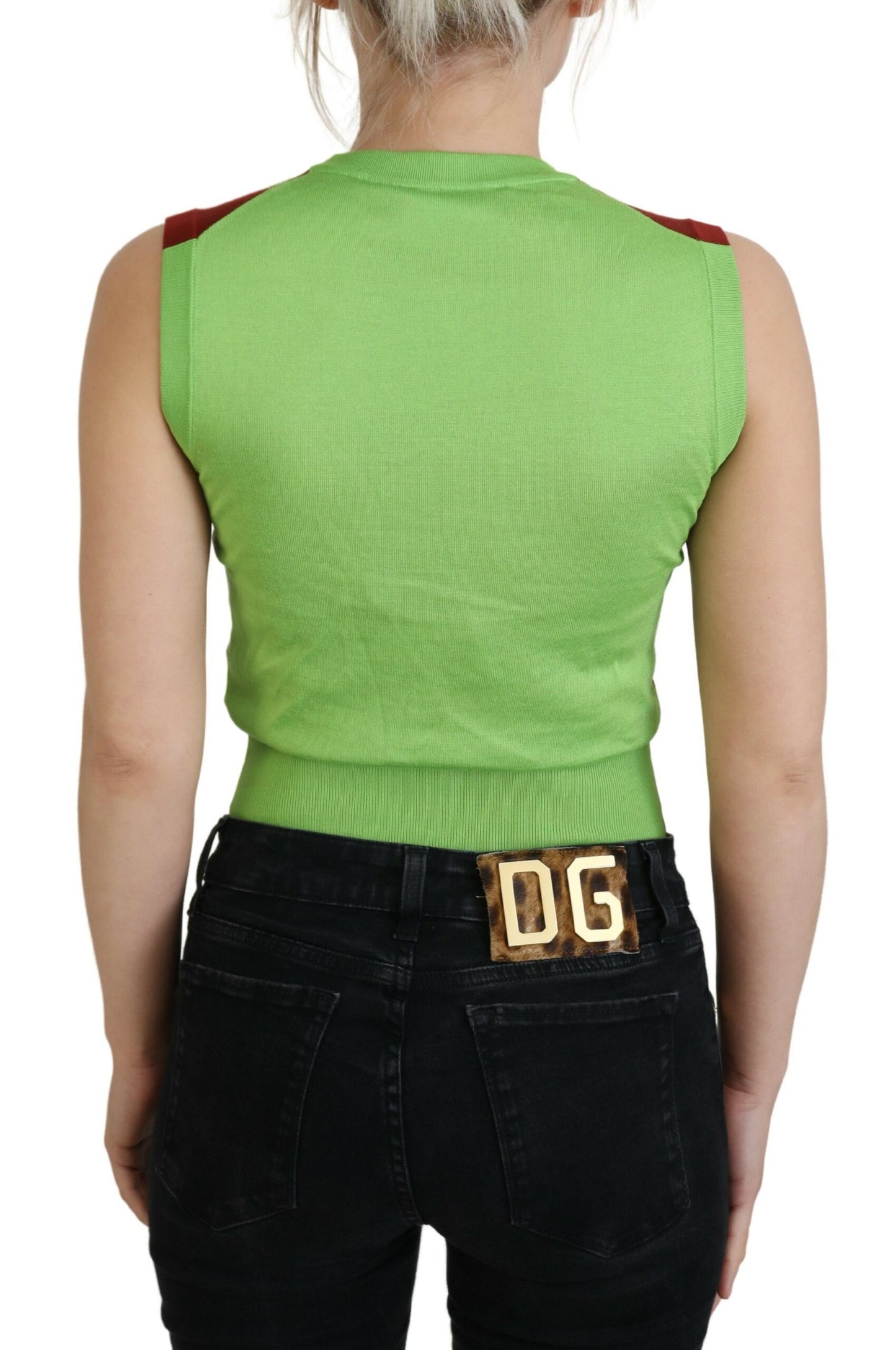 Dolce &amp; Gabbana Haut pull sans manches avec logo DG rouge vert