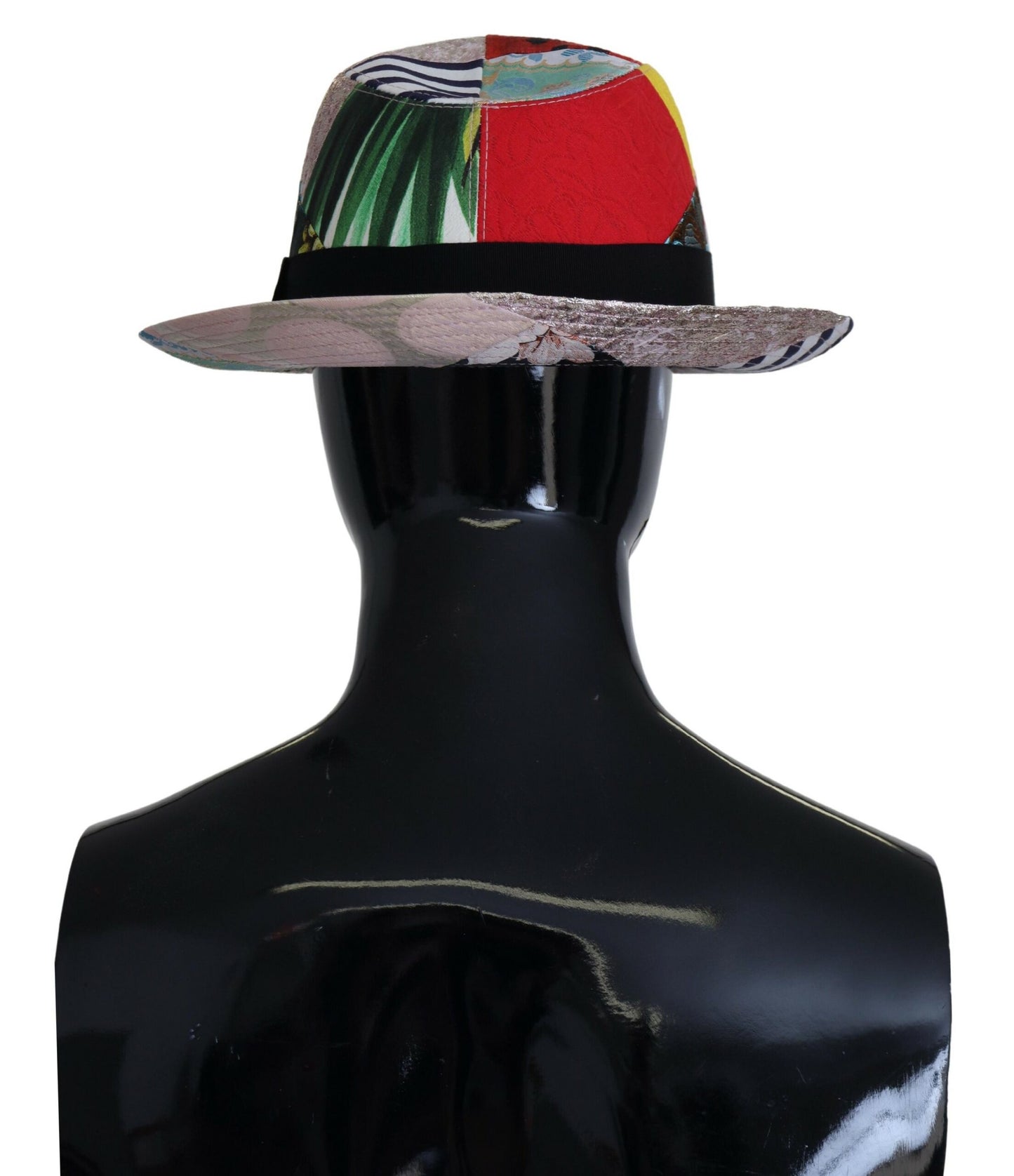 Dolce &amp; Gabbana Chapeau Fedora à large bord en patchwork multicolore pour femme